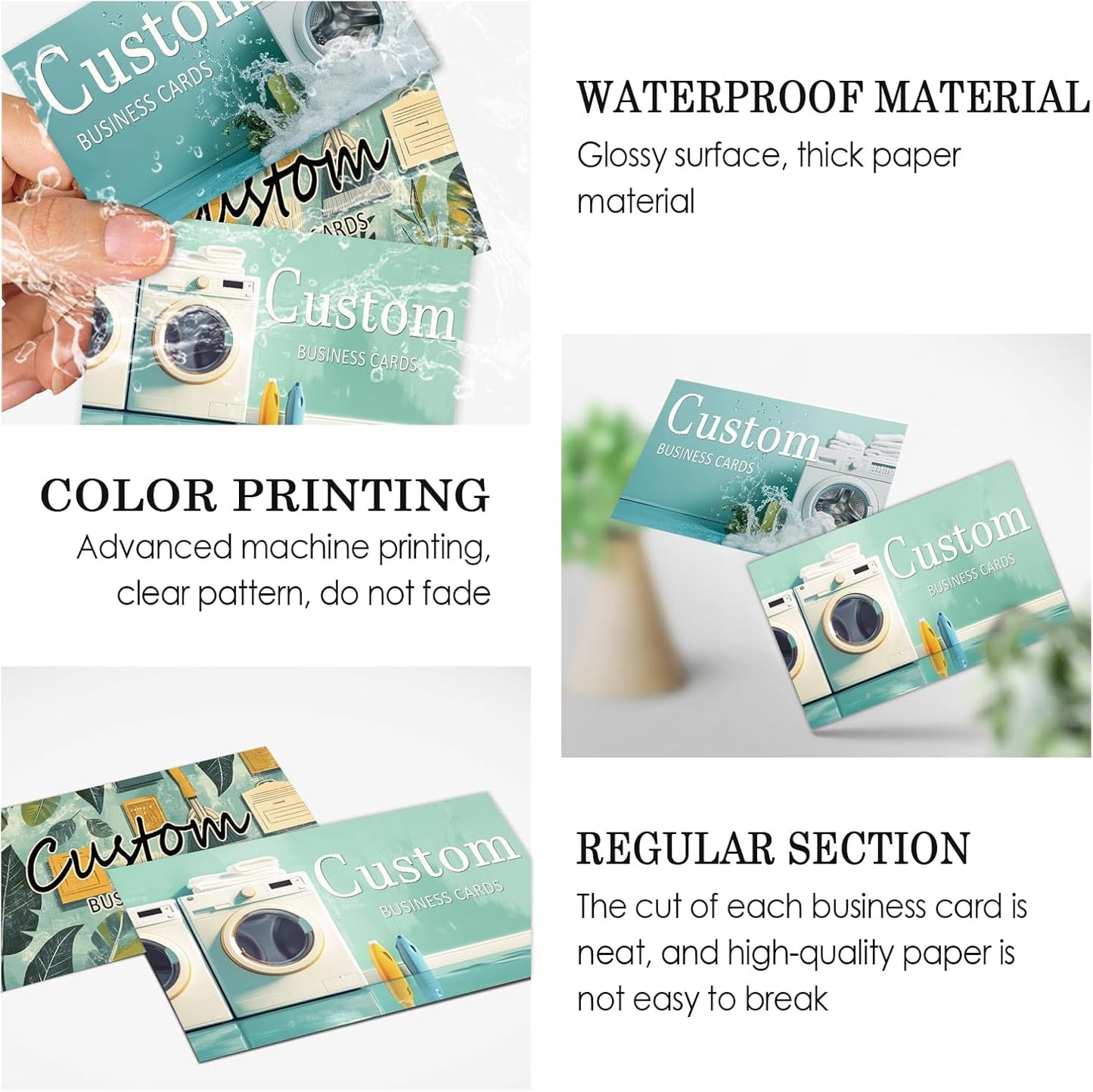 Custom Business Cards - Customizable Logo/Text/QR Code, 300gsm Matte Paper Front & Back Sides Printed, for Home Repair, Home Improvement, Laundry