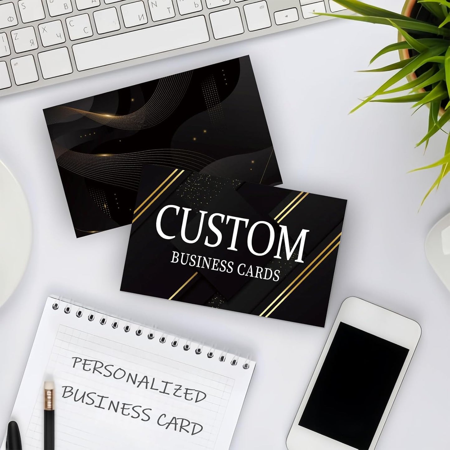 Custom Business Cards - 300gsm Matte Paper Waterproof Front & Back Printed 3.5x2 inch Customizable Logo/Text/QR Code 100/200/500/1000/2000 Pcs