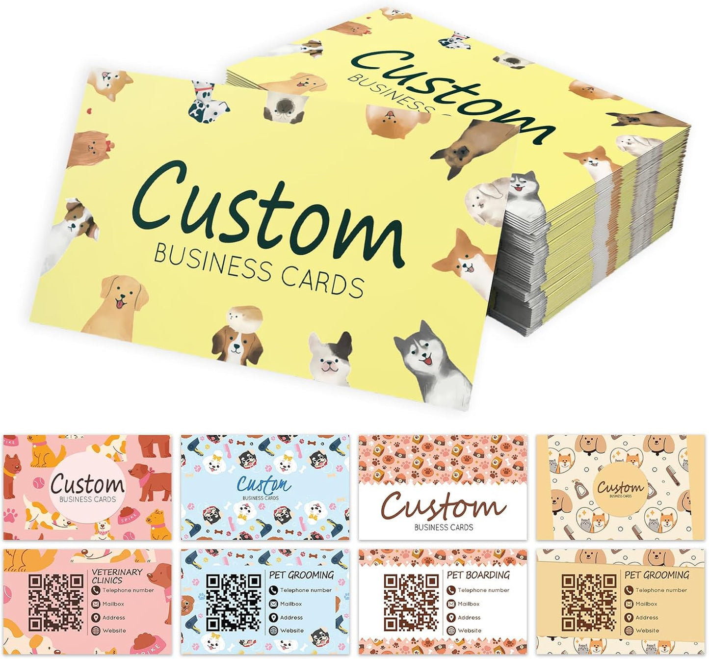 Custom Business Cards - Customizable Logo/Text/QR Code, 300gsm Matte Paper Front & Back Sides Printed, for Home Repair, Home Improvement, Laundry