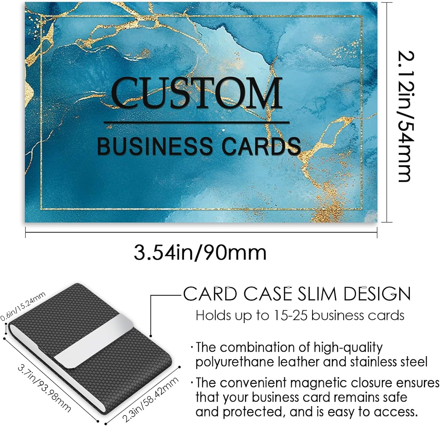 Custom Business Cards - Customizable Logo/Text/QR Code, 300gsm Matte Paper Front & Back Sides Printed, for Company/Business/Thanks Cards 100/200/500/1000/2000 Pcs