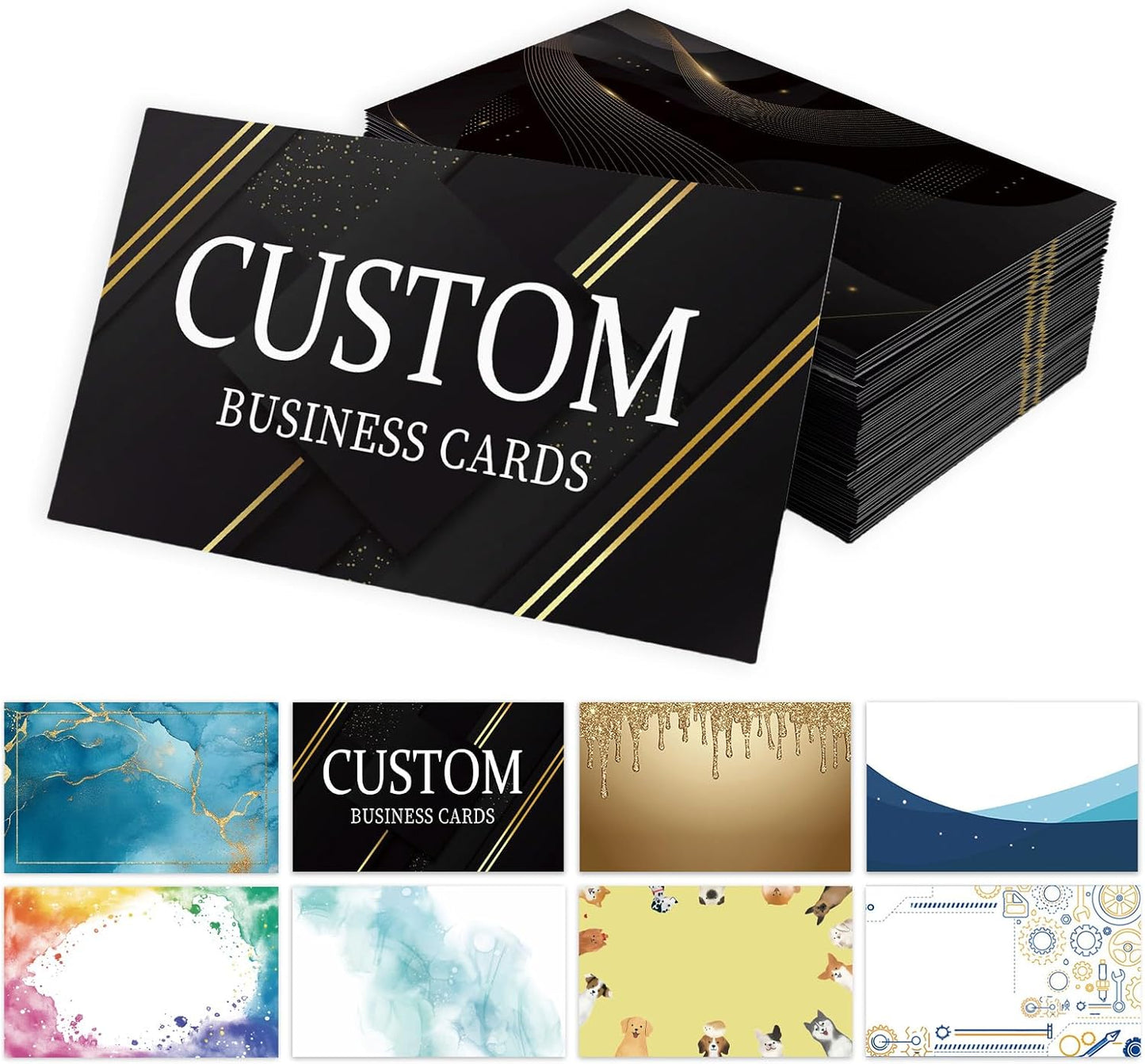 Custom Business Cards - Customizable Logo/Text/QR Code, 300gsm Matte Paper Front & Back Sides Printed, for Company/Business/Thanks Cards 100/200/500/1000/2000 Pcs