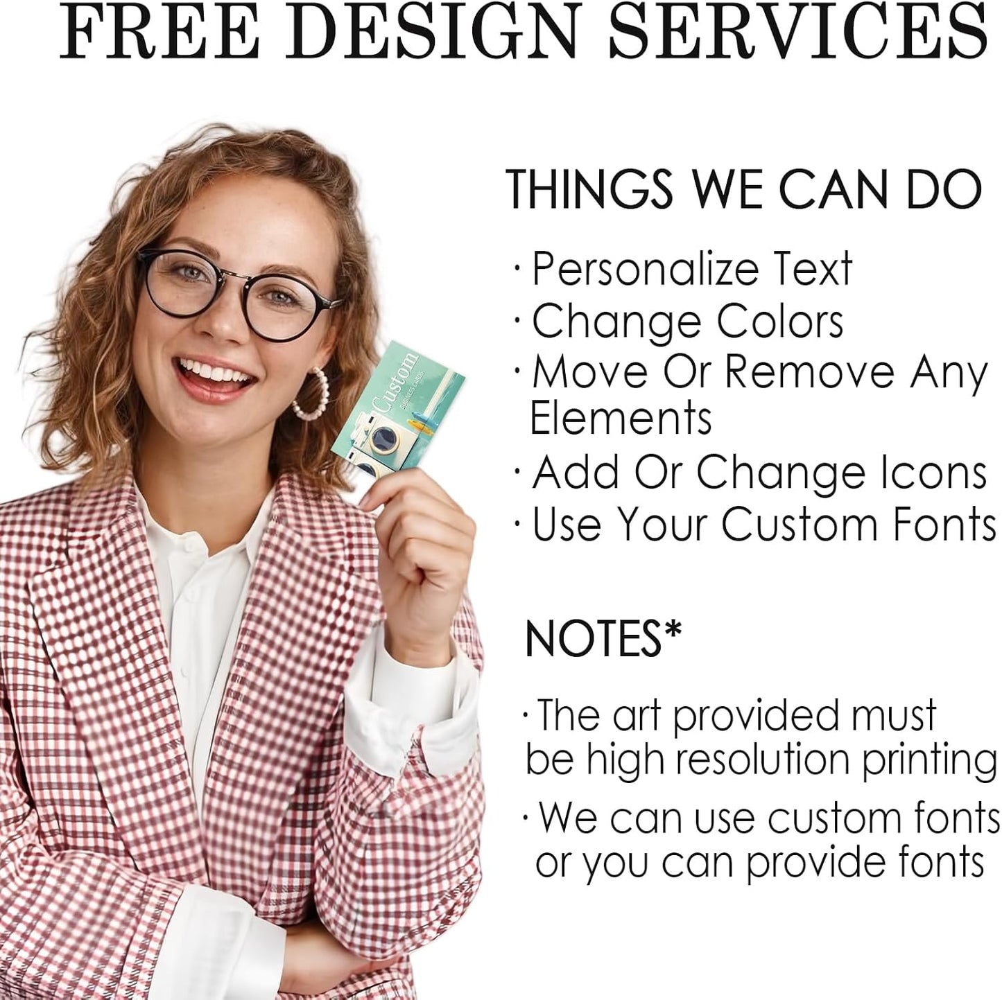 Custom Business Cards - Customizable Logo/Text/QR Code, 300gsm Matte Paper Front & Back Sides Printed, for Home Repair, Home Improvement, Laundry
