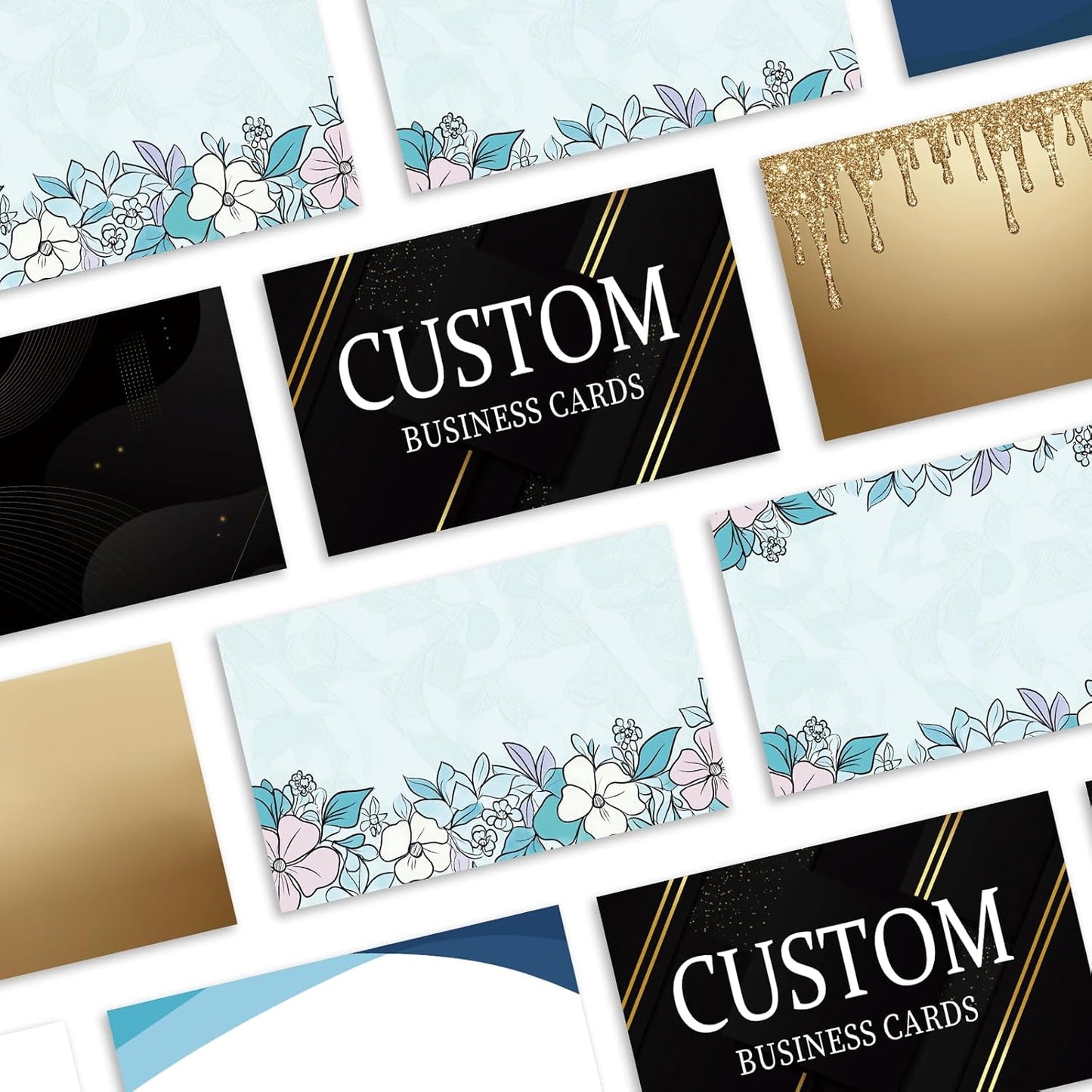 Custom Business Cards - 300gsm Matte Paper Waterproof Front & Back Printed 3.5x2 inch Customizable Logo/Text/QR Code 100/200/500/1000/2000 Pcs