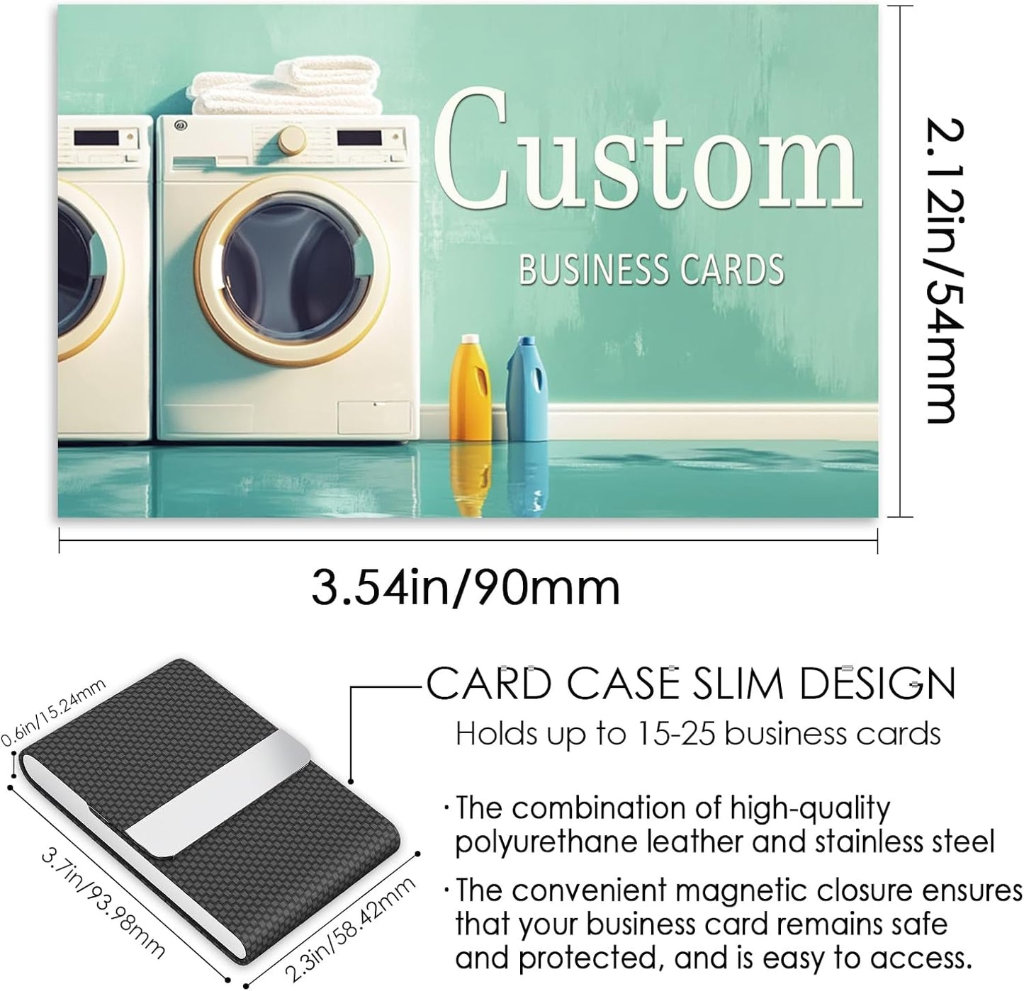 Custom Business Cards - Customizable Logo/Text/QR Code, 300gsm Matte Paper Front & Back Sides Printed, for Home Repair, Home Improvement, Laundry