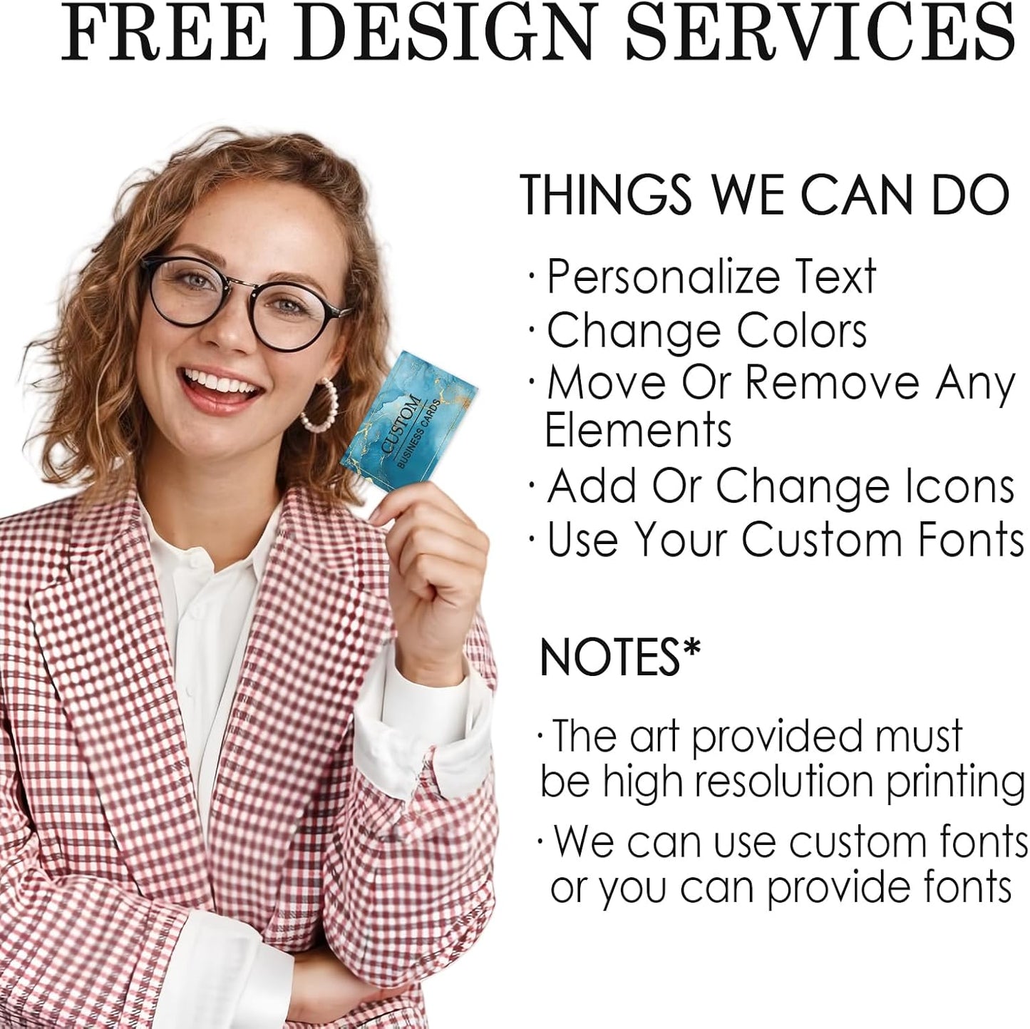 Custom Business Cards - Customizable Logo/Text/QR Code, 300gsm Matte Paper Front & Back Sides Printed, for Company/Business/Thanks Cards 100/200/500/1000/2000 Pcs