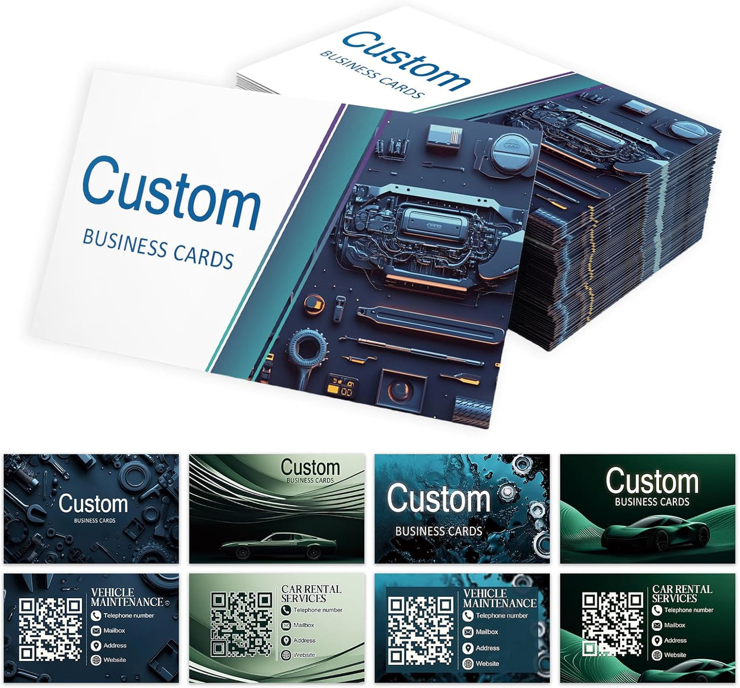 Custom Business Cards - Customizable Logo/Text/QR Code, 300gsm Matte Paper Front & Back Sides Printed, for Company/Business/Thanks Cards 100/200/500/1000/2000 Pcs