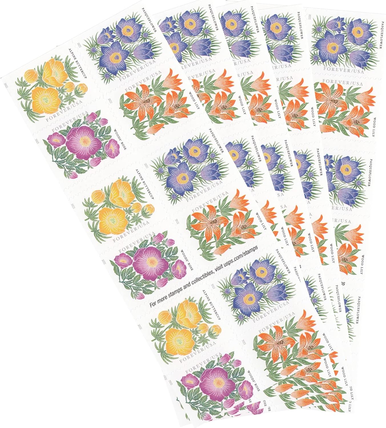 2022 Mountain Flora Wildflower Series Self-Adhesive Floral Labels for Weddings Parties Everyday Use 100pcs/Pack