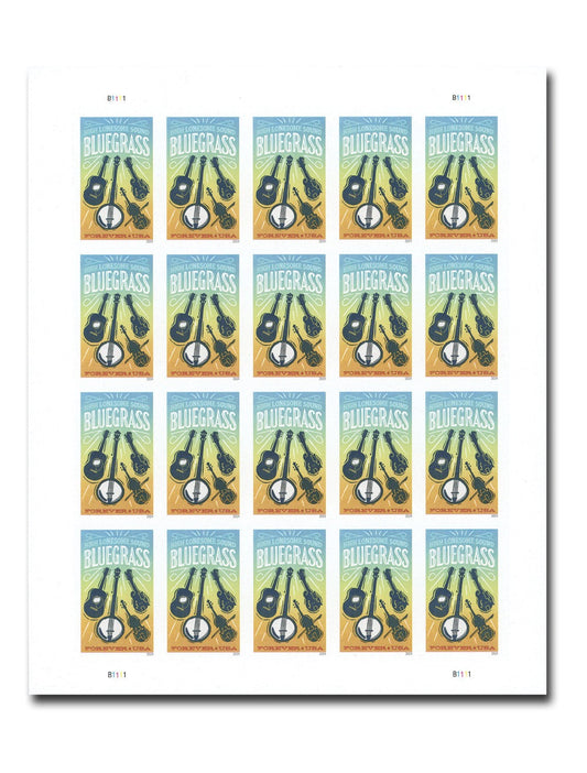 Bluegrass 2024 – Classic Music Theme for First-Class Mail 100pcs/Pack (20pcs/Booklet)