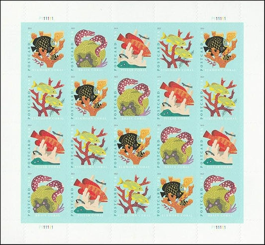 Coral Reefs Ocean Design Label Collection – Underwater Themed Set for Nature Lovers & Postcard Projects 100pcs/Pack (20pcs/Booklet)