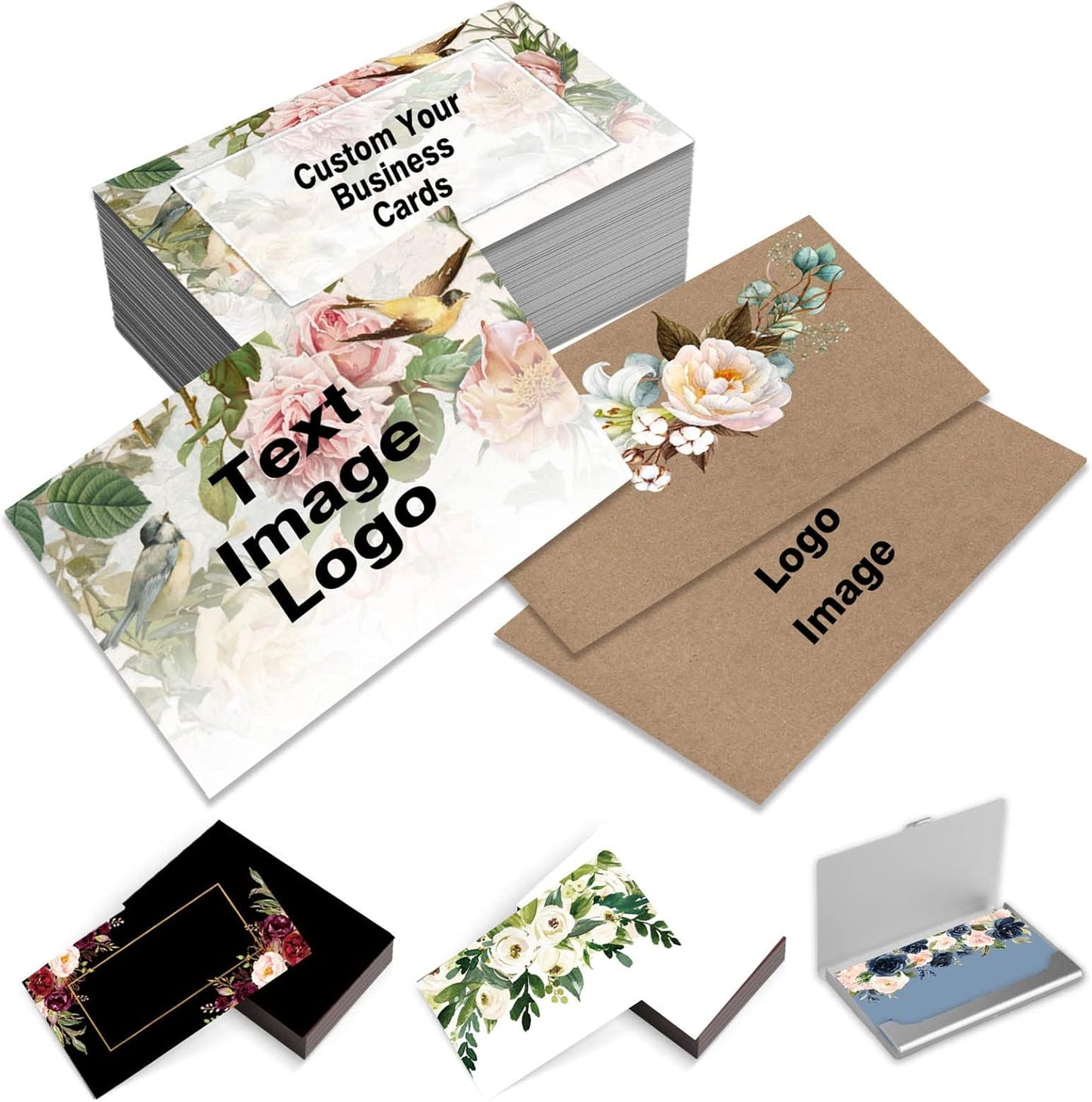 EAQ Custom Business Cards Personalized Business Card Double Side Customized Business Cards with Logo/Text, Business Card for Company, Business, Thanks
