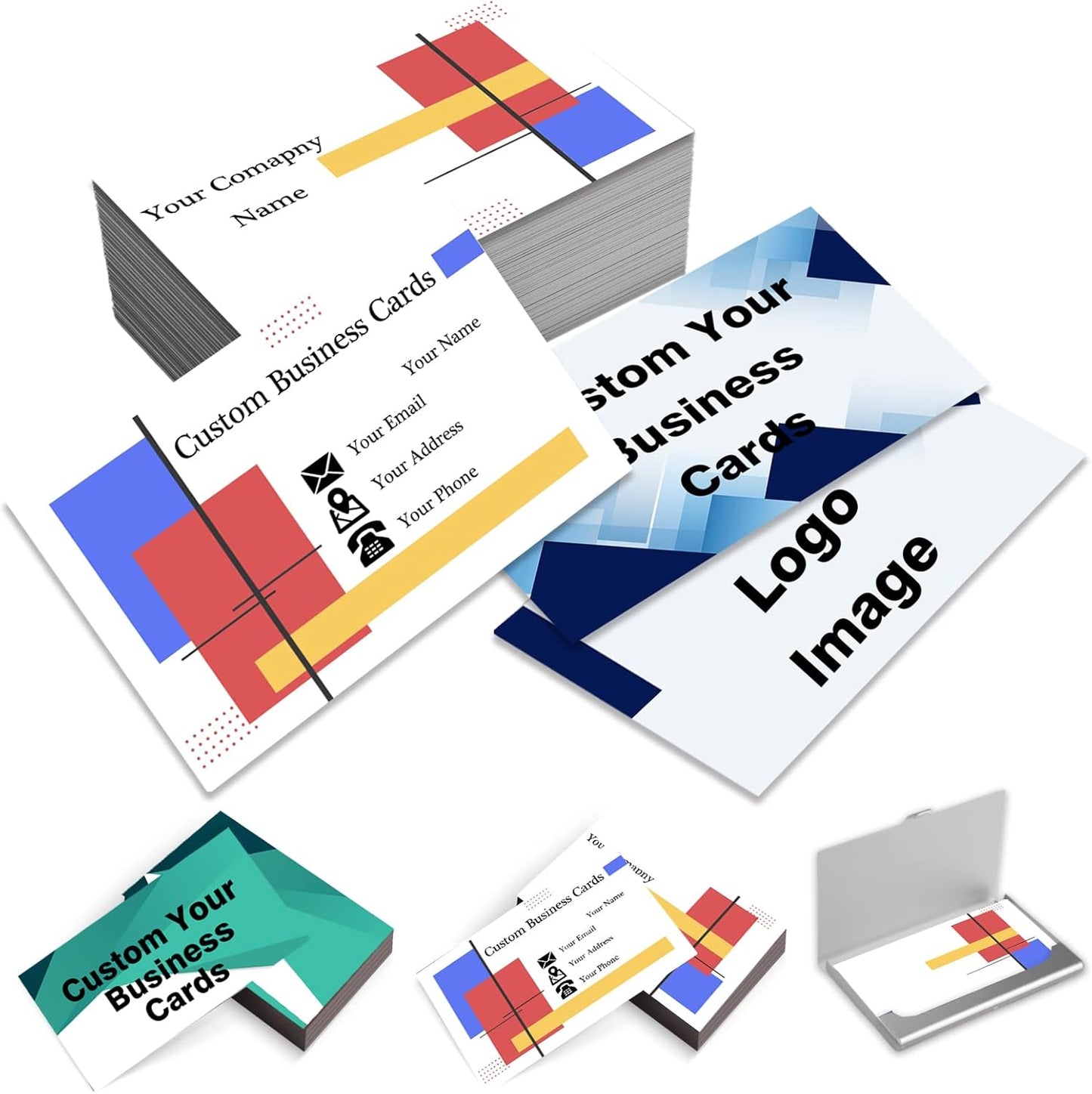 EAQ Custom Business Cards Personalized Business Card Double Side Customized Business Cards with Logo/Text, Business Card for Company, Business, Thanks