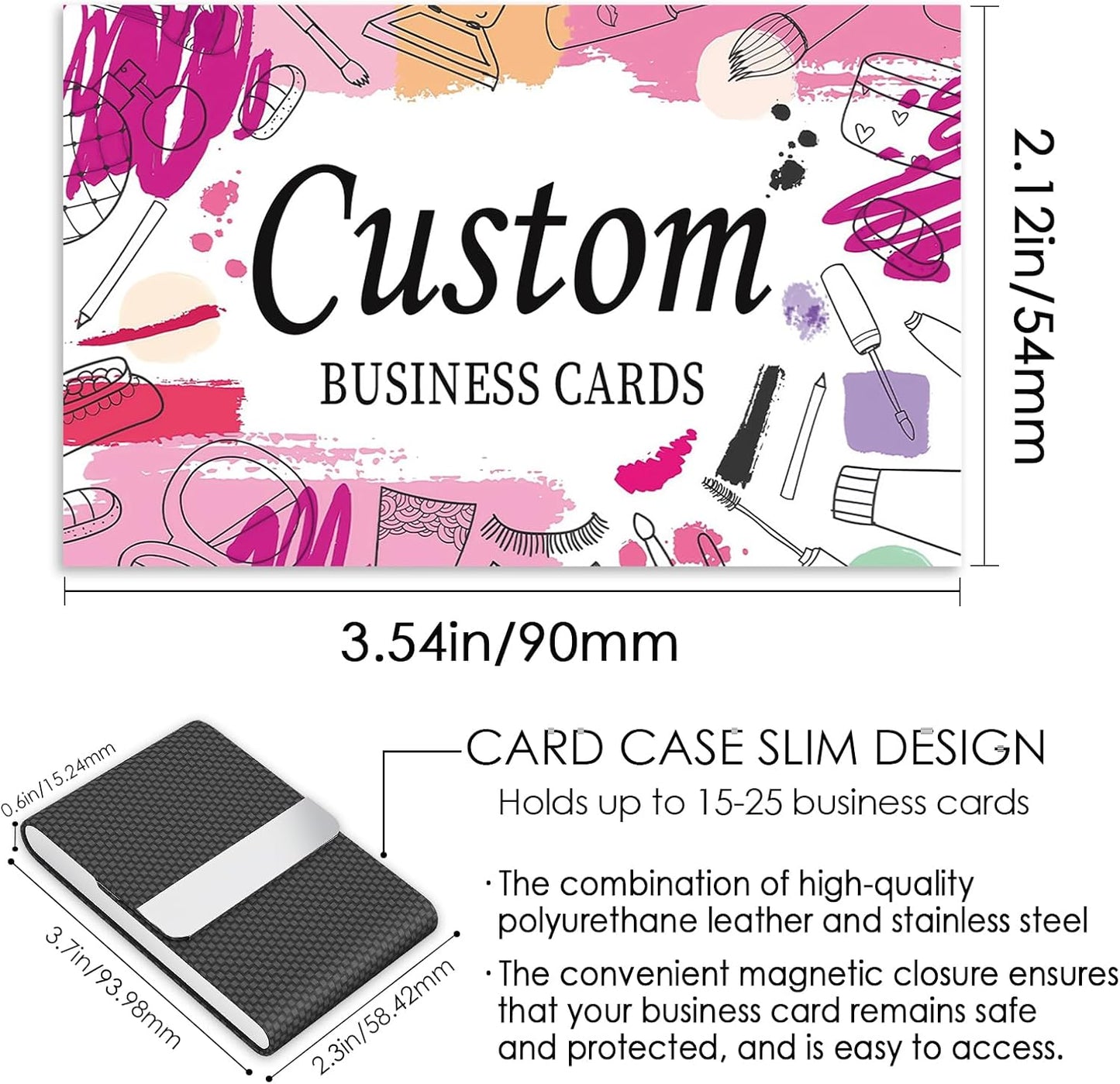 Custom Business Cards - Customizable Logo/Text/QR Code, 300gsm Matte Paper Front & Back Sides Printed, for Beauty Store, Nail Salon, Barber Store
