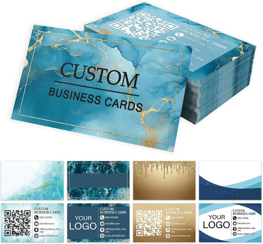 Custom Business Cards - Customizable Logo/Text/QR Code, 300gsm Matte Paper Front & Back Sides Printed, for Company/Business/Thanks Cards 100/200/500/1000/2000 Pcs