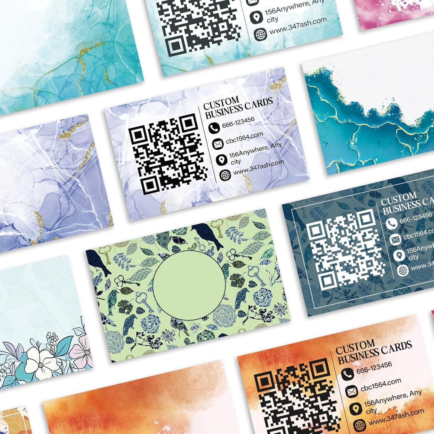 Custom Business Cards - Customizable Logo/Text/QR Code, 300gsm Matte Paper Front & Back Sides Printed, for Company/Business/Thanks Cards 100/200/500/1000/2000 Pcs